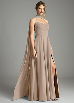 Azazie Ayla Abiti da Damigella Abito A-Line in Chiffon Scollo a Cuore Taupe image2