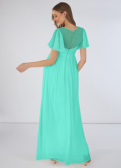 Azazie Verna Maternity Bridesmaid Dresses A-Line V-Neck Ruched Chiffon Floor-Length Dress image5