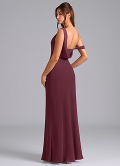 Azazie Madelyn 신부 들러리 드레스 인어 한쪽 어깨 쉬폰 바닥 길이 드레스 image6