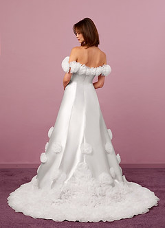 Barbie ♥ Azazie Wedding Dresses Diamond White Ball-Gown Off the Shoulder Mikado Dress image10