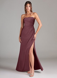 Azazie Aliani Bridesmaid Dresses Sangria Sheath Strapless Chiffon Convertible Dress image1