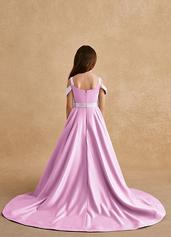 Azazie Jodi Flower Girl Dresses Candy Pink A-Line Matte Satin Dress image2