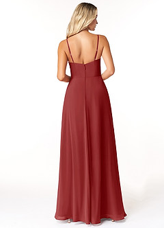 Azazie Moira Bridesmaid Dresses Rust A-Line Scoop Chiffon Dress image2