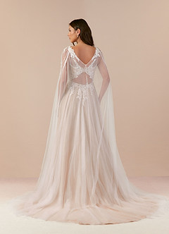 Azazie Goddess Hochzeitskleider A-Linie V-Hals Pailletten Tüll Kleid Diamantweiß Nude image2