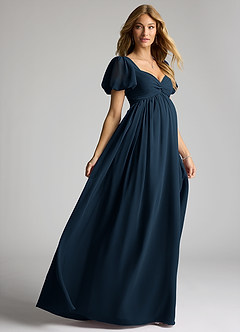 Azazie Madisynn Maternity Bridesmaid Dresses Bow Chiffon Floor-Length Dress image4