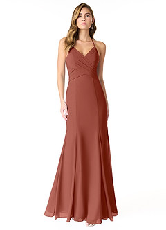Azazie Carolina Bridesmaid Dresses Auburn Mermaid Ruched Chiffon Dress image1