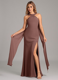 Azazie Kinsley Bridesmaid Dresses Espresso Mermaid Pleated Chiffon Dress image5