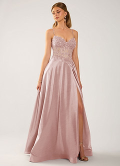 Isoldemark Pink Beading Sequin Embroidery Satin Prom Dress image4
