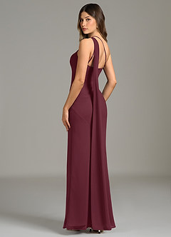 Azazie Juniper Bridesmaid Dresses Cabernet Mermaid One Shoulder Chiffon Dress image2
