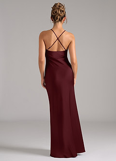 Azazie Tianna Bridesmaid Dresses Cabernet A-Line Stretch Satin Dress image2