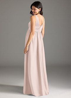 Azazie Yetta Maternity Bridesmaid Dresses A-Line Pleated Stretch Satin Floor-Length Dress image3