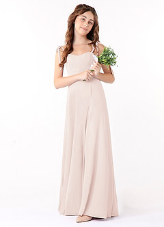 Azazie Rosey Junior Rose Petal A-Line Sweetheart Neckline Chiffon Dress image1