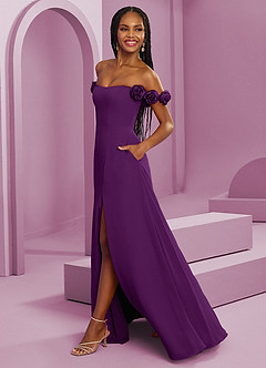 Barbie ♥ Azazie Bridesmaid Dresses Grape A-Line Off the Shoulder Chiffon Convertible Dress image6