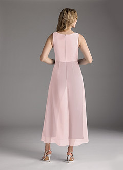 Azazie Anitta Mother of the Bride Dresses Blushing Pink Cabernet Jumpsuit/Pantsuit Pleated Stretch Crepe Dress image6