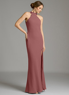 Azazie Cairo Bridesmaid Dresses Desert Rose Mermaid Pleated Chiffon Dress image4