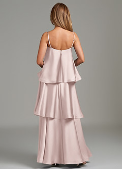Azazie Azalea Bridesmaid Dresses Blushing Pink A-Line Ruched Stretch Satin Dress image4
