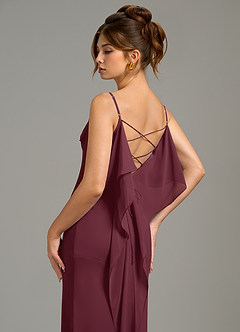 Azazie Kinu Robes de demoiselle d'honneur Robe Sirène en Mousseline de soie Corset Cabernet image7