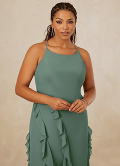 Christian Siriano Bridal for Azazie 1006 Bridesmaid Dresses Eucalyptus Mermaid Ruched Chiffon Dress image14