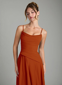 Azazie Gabriela Bridesmaid Dresses Paprika A-Line Corset Chiffon Dress image9
