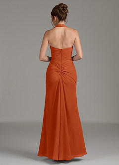 Azazie Destiny Robes de demoiselle d'honneur Robe Sirène en Mousseline de soie Encolure en Forme de Cœur Orange Brûlée image6