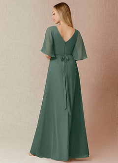 Azazie Cierra Bridesmaid Dresses Sea Moss A-Line V-Neck Chiffon Dress image2