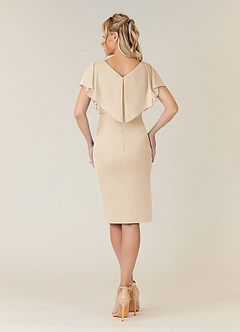 Azazie Waverly Mother of the Bride Dresses Champagne Sheath Pleated Mesh Dress image2