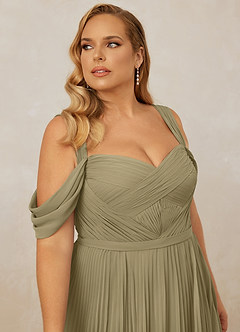 Christian Siriano Bridal for Azazie 1013 Bridesmaid Dresses Moss Green A-Line Off the Shoulder Chiffon Dress image14