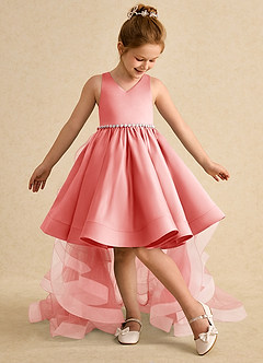 Azazie Julietta Blumenmädchenkleider Ballkleid Cabrio Tüll Kleid Koralle image5
