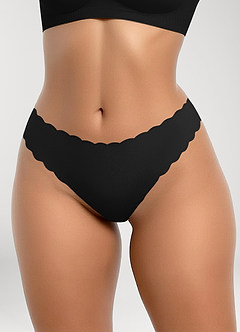 front Scalloped Edge Barely-There Seamless Thongs （3pics）