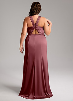 Azazie Rue Bridesmaid Dresses Desert Rose A-Line Pleated Stretch Satin Dress image9