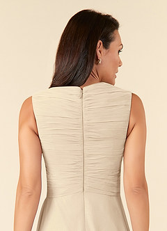 Azazie Theron Mother of the Bride Dresses Champagne A-Line V-Neck Pleated Chiffon Dress image9
