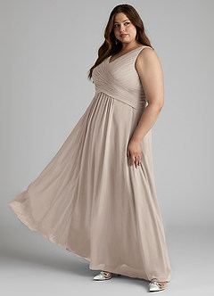 Azazie Flora Bridesmaid Dresses Frost A-Line Pleated Chiffon Dress image12