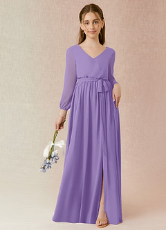Azazie Angelica Junior Abito A-Line in Chiffon Plissettato Tahiti image1