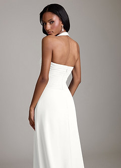 Azazie Clarisa Bridesmaid Dresses White A-Line Pleated Chiffon Dress image4