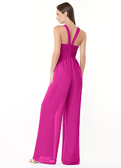 Azazie Berdie Brautjungfernkleider Halter Chiffon Overall/Jumpsuit Fuchsia image4