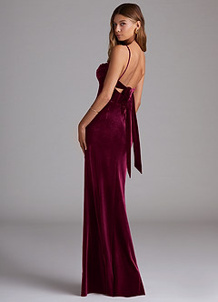 Azazie Mai Bridesmaid Dresses Cabernet Sheath Sweetheart Neckline Velvet Dress image2