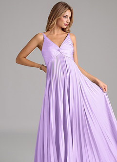 Azazie Raychelle Bridesmaid Dresses Lilac A-Line Pleated Stretch Satin Dress image7