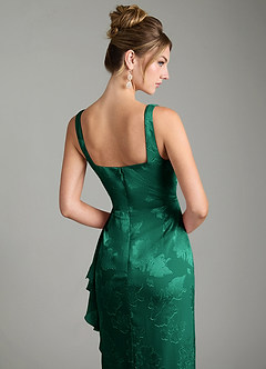 Azazie Veronica Bridesmaid Dresses Emerald Mermaid Pleated Floral Jacquard Burnout Dress image6