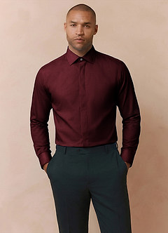 front Noah Burgund Performance Stretch Dress Shirt