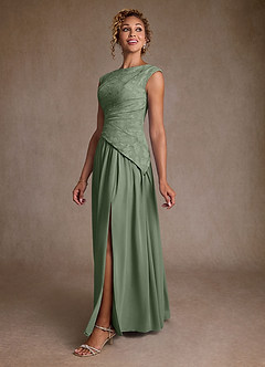 Azazie Kalleen Mother of the Bride Dresses Matcha A-Line Pleated Chiffon Dress image4