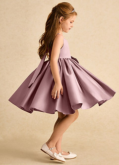 Azazie Jessie Flower Girl Dresses Dusty Rose A-Line Bow Matte Satin Dress image6