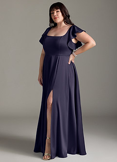 Azazie Bondi Bridesmaid Dresses Stormy A-Line Bow Stretch Satin Dress image14