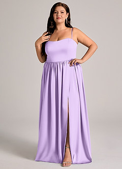 Azazie Calianna Robes de demoiselle d'honneur Robe Trapèze Convertible en Satin extensible Épaule décolletée Lilas image9