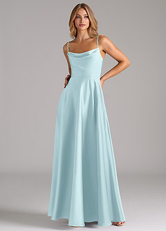 Azazie Elle Brautjungfernkleider A-Linie Plissee Stretch-Satin Kleid Wolke Blau image5