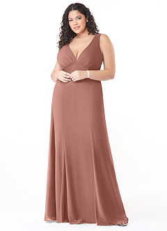 Azazie Christiana Bridesmaid Dresses Cedar Rose A-Line V-Neck Pleated Chiffon Dress image7