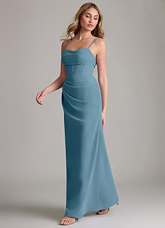 Azazie Mai Bridesmaid Dresses Bermuda Sheath Pleated Chiffon Dress image4
