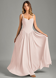 Azazie Evadina Suknie dla druhen Linia A Gorset Szyfon Do ziemi Sukienka image1