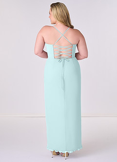 Barbie ♥ Azazie Bridesmaid Dresses Sea Glass Sheath Corset Chiffon Dress image7