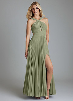 Azazie Hosanna Vestidos de madrinha de casamento Vestido Pistache de Chiffon de Linha A com Plissado image1