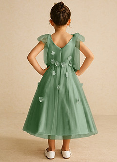 Azazie Minia vestidos de niña de las flores Vestido de Matcha de Satin Mate de Corte En A con Lazo image6